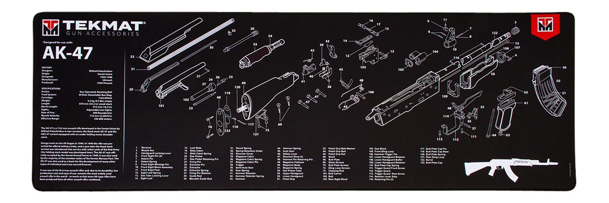 TekMat TEKR36AK47 AK-47 Cleaning Mat Black/White Rubber 12inx36in Parts Dia