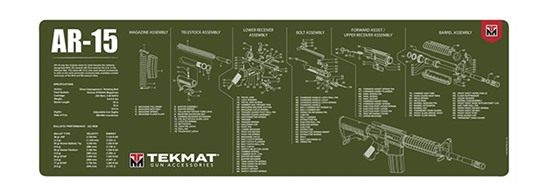 TekMat TEKR36AR15 Cleaning Mat Black/White Rubber 12inx36in AR-15 3D Cutawa view 2