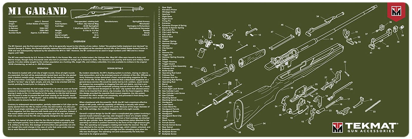 Tekmat TEKR36M1GARAND-OD M1 Garand Cleaning Mat Green Rubber 12inx36in Part