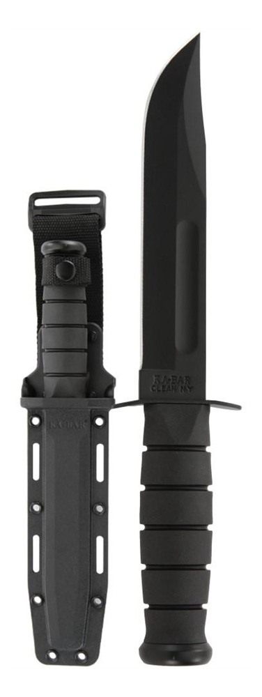 KA BAR 1213 Black Straight Edge Knife / Hard Sheath