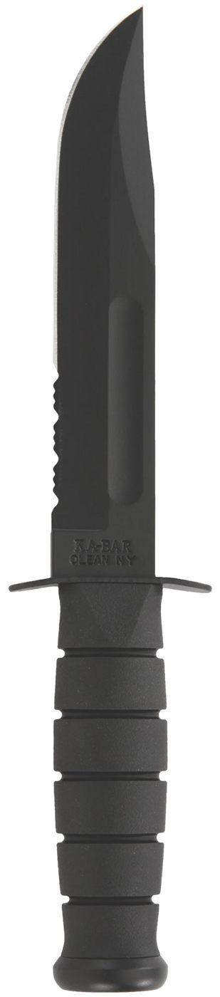 KA BAR Knives 1214 Fighting/Utility 7in Fixed Clip Point Serrated Black 109