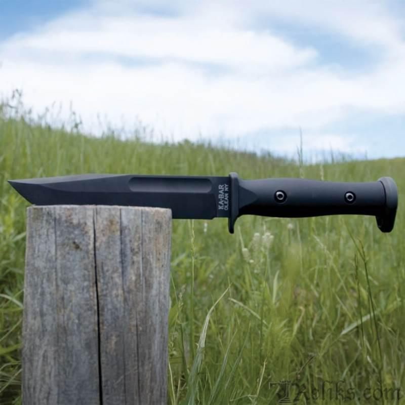 Ka Bar Knives Slabby Fixed Blade Knife 6-9/10? 1095 Cro-Van Nylon Handle Bl