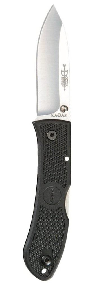 KA BAR 4062 Dozier Hunter 3in Folding Drop Point Plain AUS-8A SS Blade, Bla