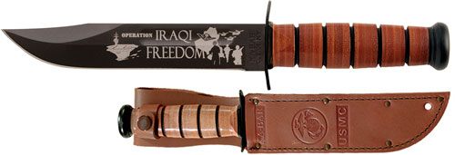 Ka Bar Knives Usmc Operation Iraqi Freedom 7in W/Leather Shth