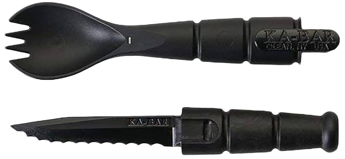 Ka Bar Knives 9909 Spork/Knife Black Creamid 2.50in Serrated 6.88in Long