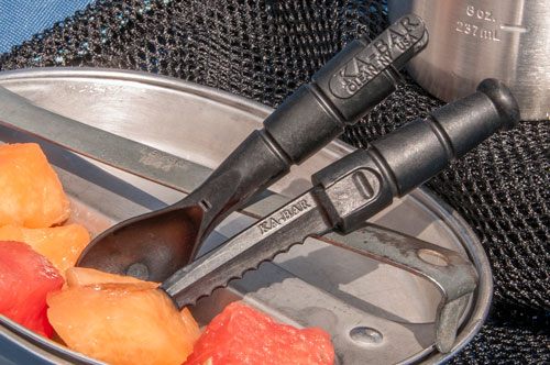 Ka Bar Knives 9909 Spork/Knife Black Creamid 2.50in Serrated 6.88in Long view 2