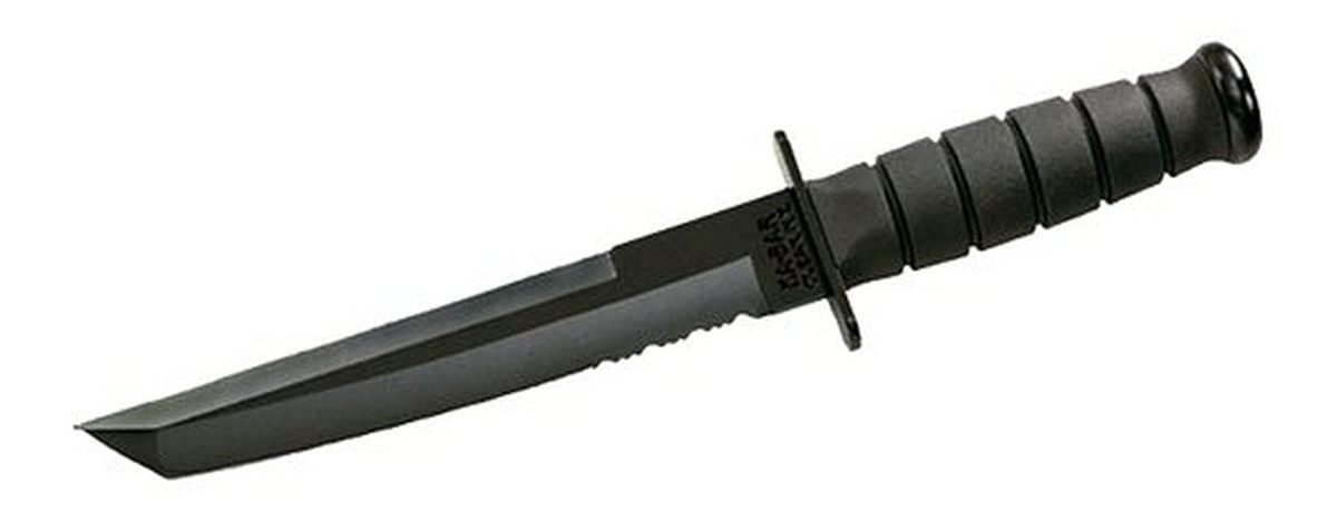 KA BAR 1245CP Tanto, Serrated Edge, Black (Clam Pack),Medium