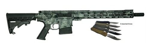 Great Lakes AR-15 Rifle .308 Win 20rd Magazine 16" Barrel Lichen Grey with 5 OTF 3-1/2" Blade Knives