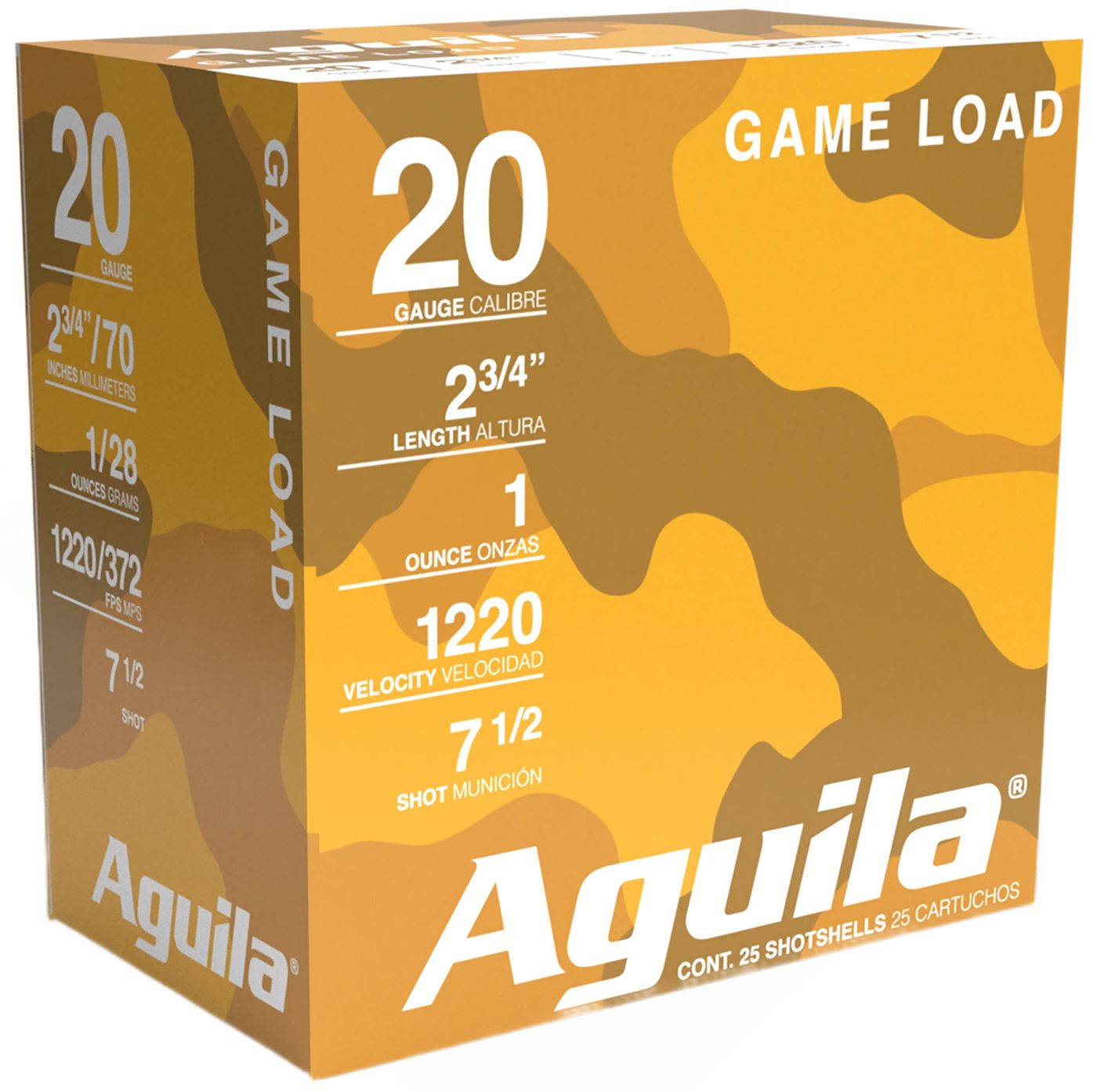 Aguila Ammunition 1CHB2007 Game Load 20 Gauge 2.75in 1oz 7.5 Shot 25 Per Bo