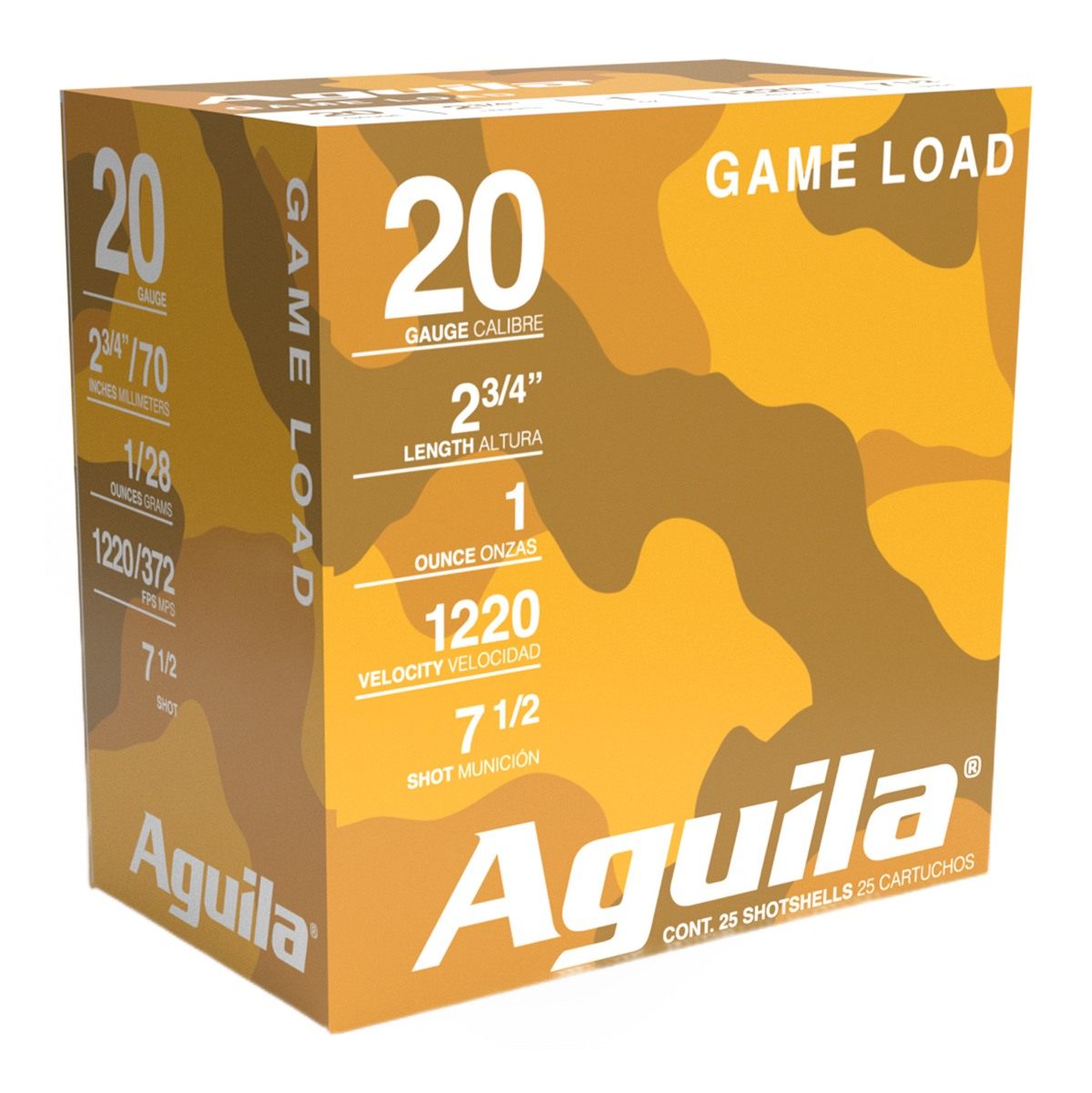 Aguila Ammunition 1CHB2007 Game Load 20 Gauge 2.75in 1oz 7.5 Shot 25 Per Bo view 2