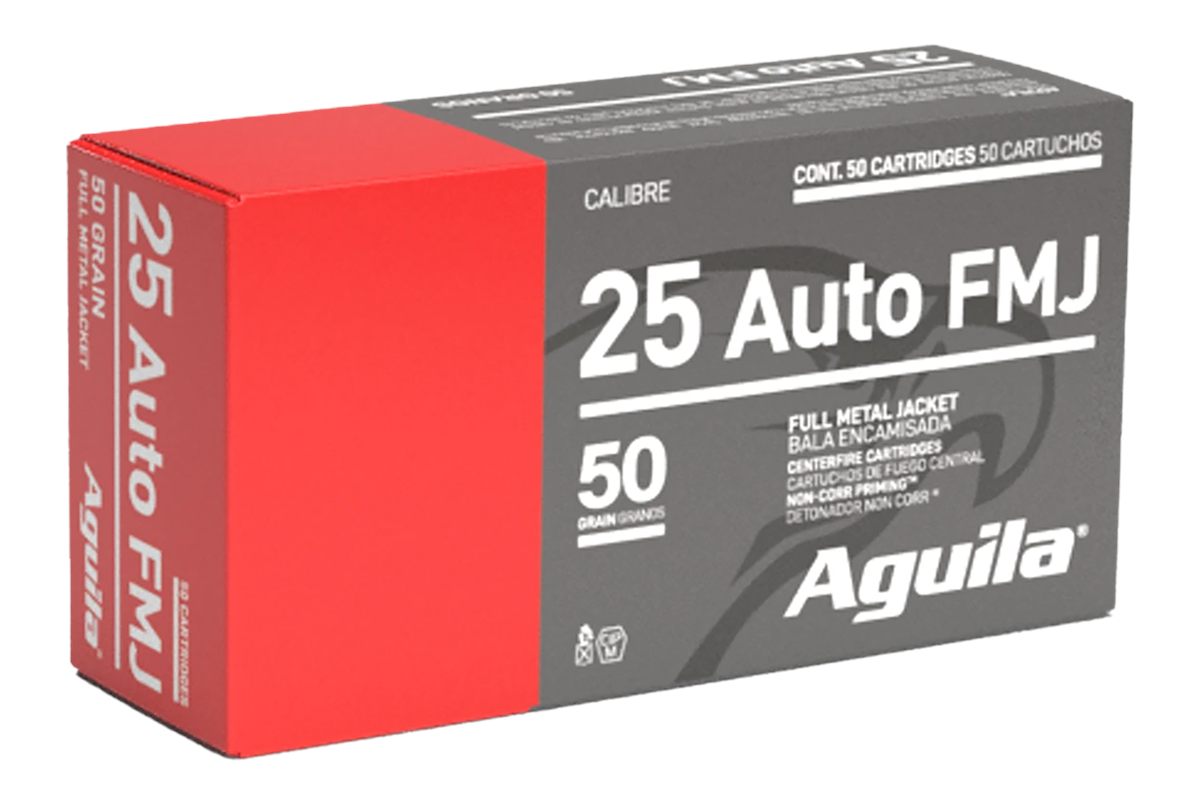 Aguila 1E252110 25ACP 50gr Full Metal Jacket 50 Per Box/20 Case