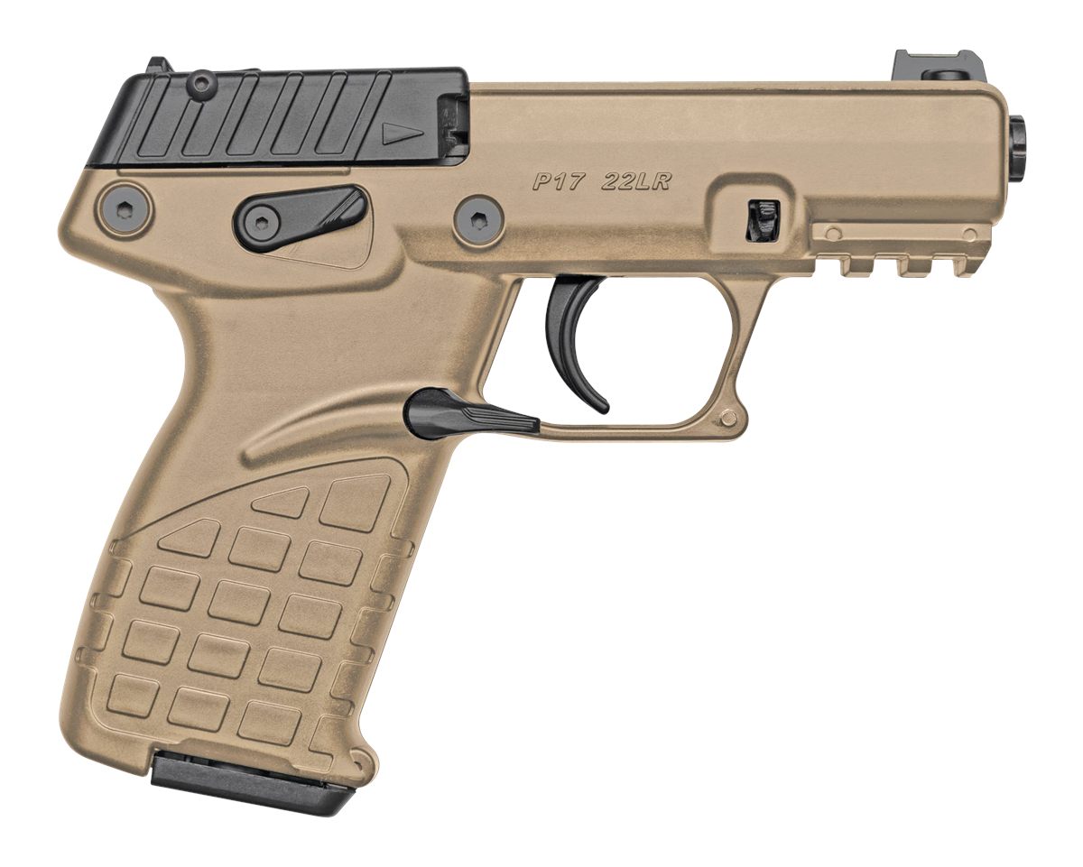 Kel Tec P17BTAN Compact 22 LR 16+1 3.80in Black Steel Threaded Barrel, Tan