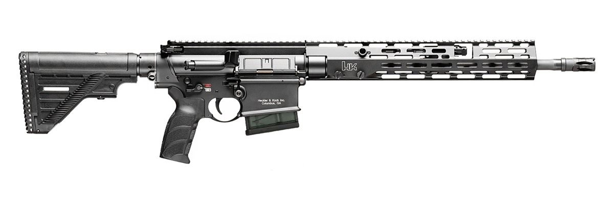 HK 81000830 MR762 A4 7.62x51mm 10+1 16.50" Black Threaded Barrel, Black Picatinny Rail, M-LOK Handguard, 6 Position Black Synthetic Stock, Black Finger Grooved Grip, Ambidextrous view 2