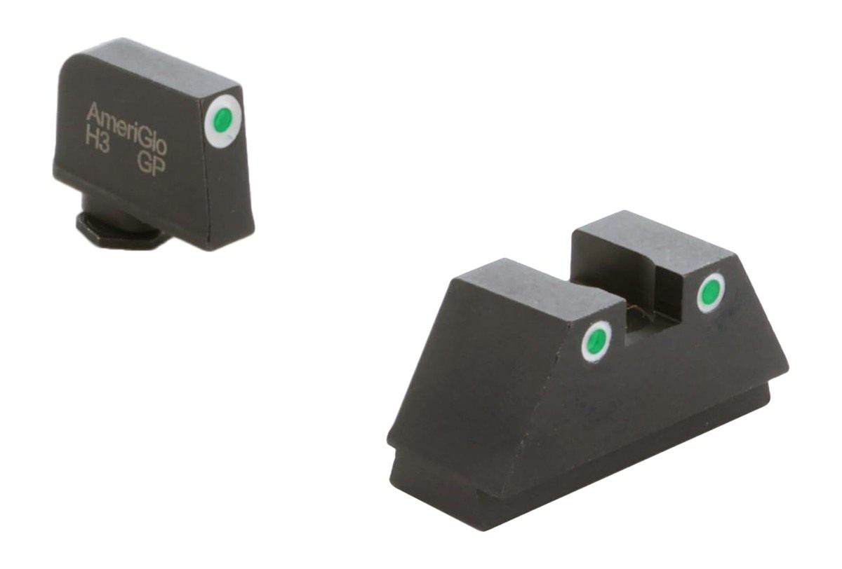 AmeriGlo Optic Compatible Sight Set for Glock - XL Tall Green Tritium 3 dot view 2