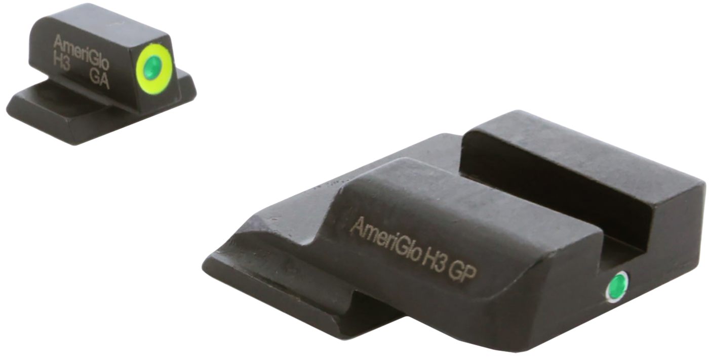 AmeriGlo Tritium I-Dot Green with Lumigreen Outline Sight Set, Smith and We