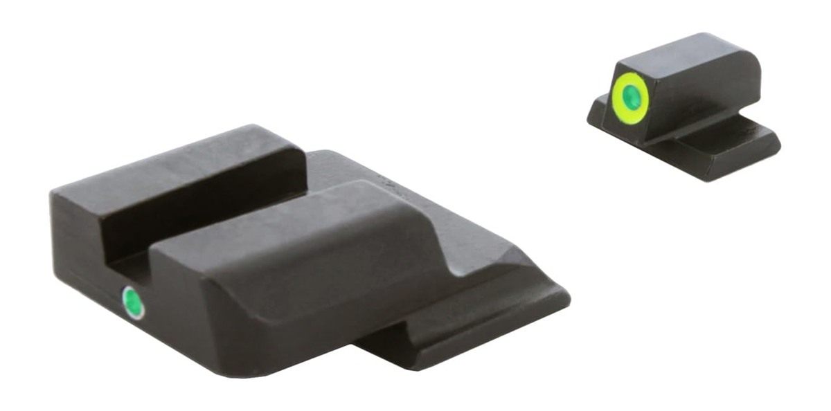 AmeriGlo Tritium I-Dot Green with Lumigreen Outline Sight Set, Smith and We view 2