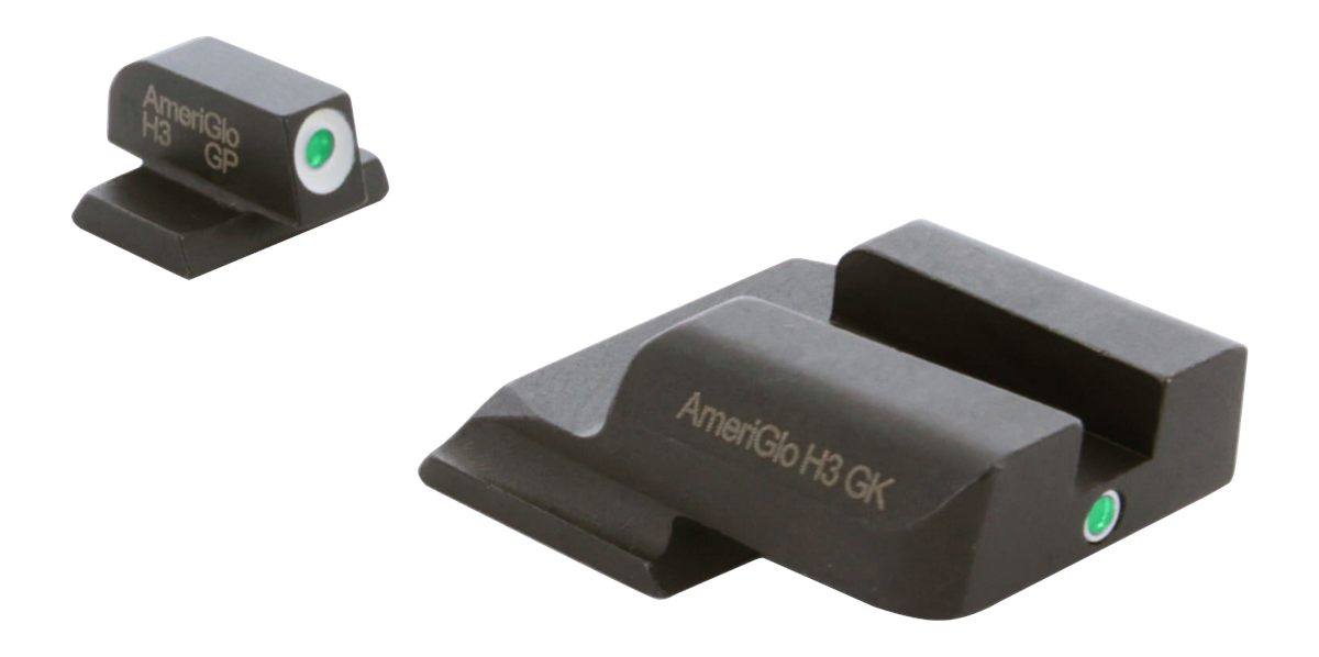 AmeriGlo Tritium I-Dot Green with White Outline Sight Set for Smith and Wes