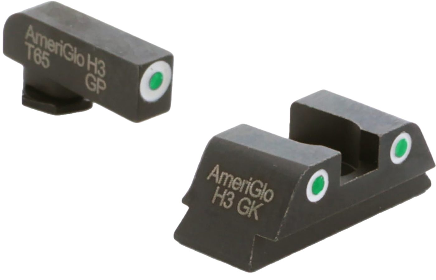 AmeriGlo Classic Tritium Green Front/ 2-Dot Rear White Outlines Sight Set C