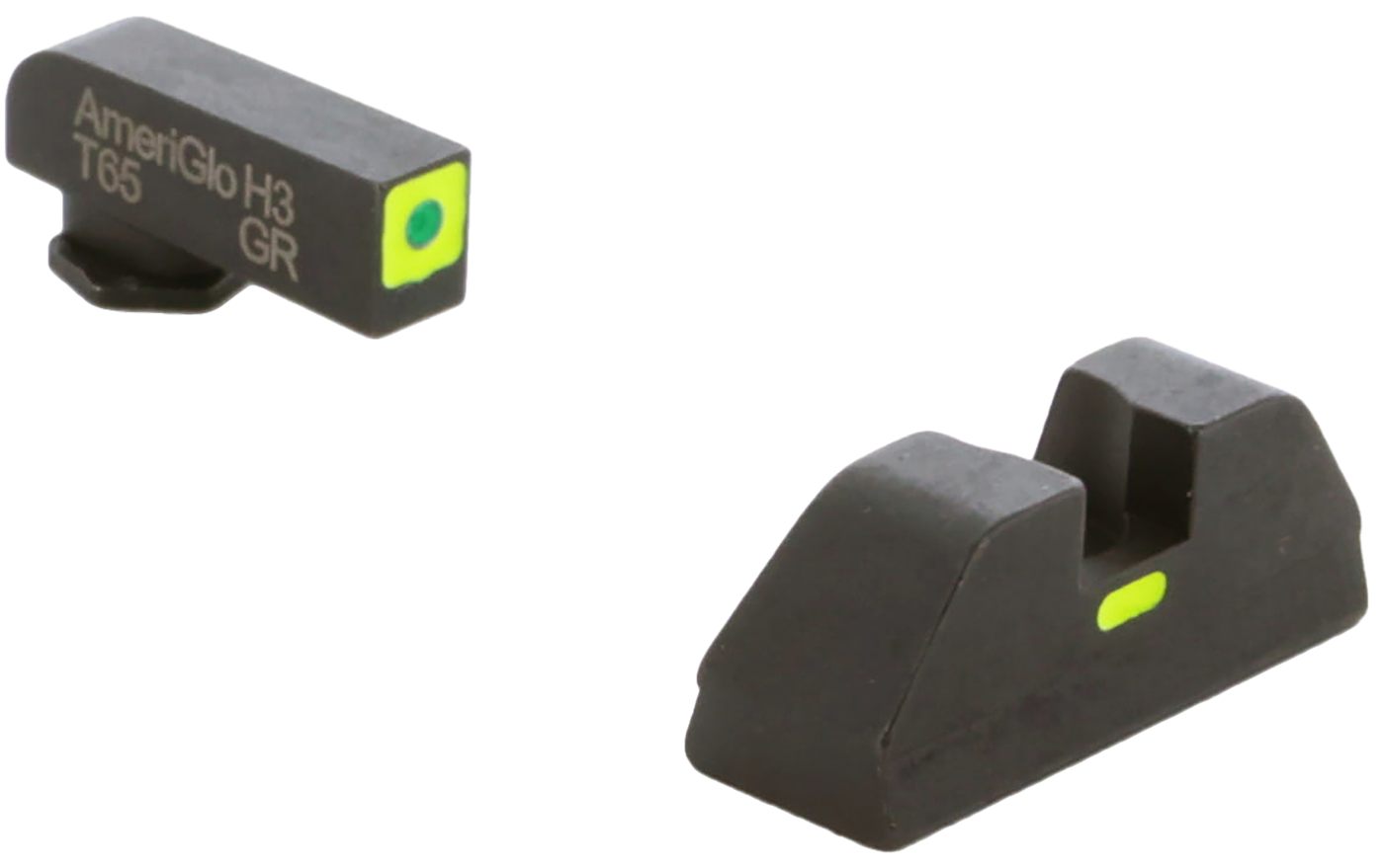 AmeriGlo Cap Green Tritium Night Sight Set, LumiGreen Square Outline Front/