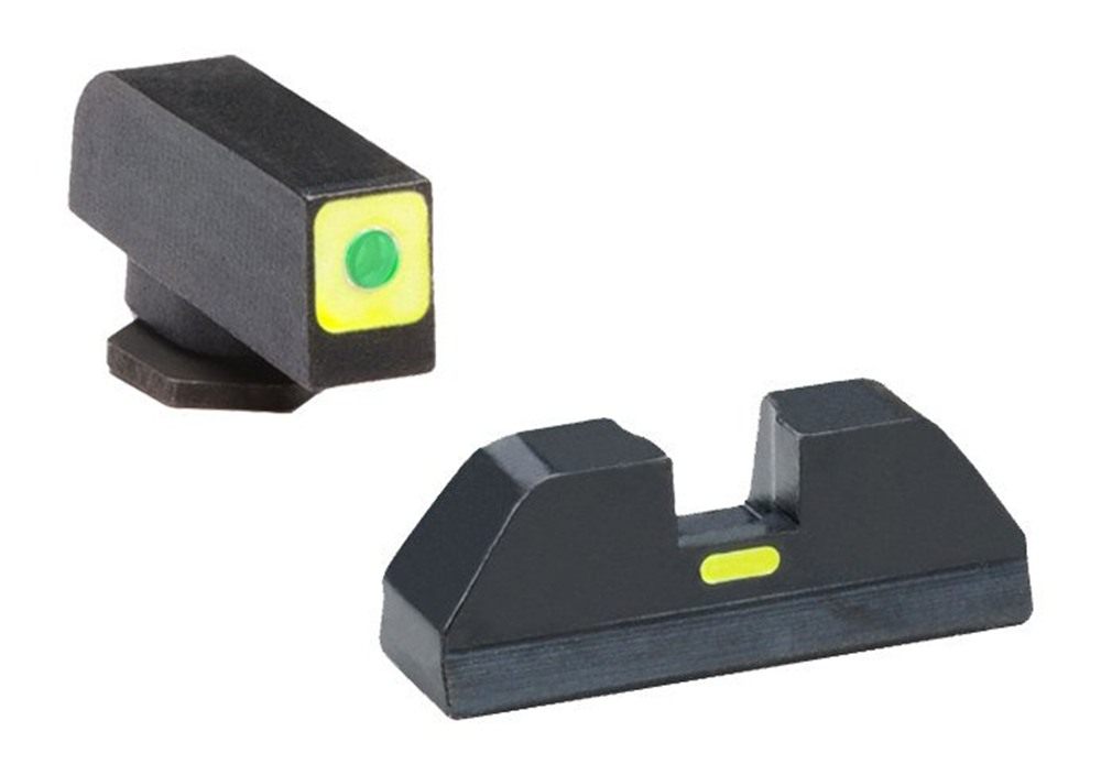 AmeriGlo Cap Green Tritium Night Sight Set, LumiGreen Square Outline Front/ view 2