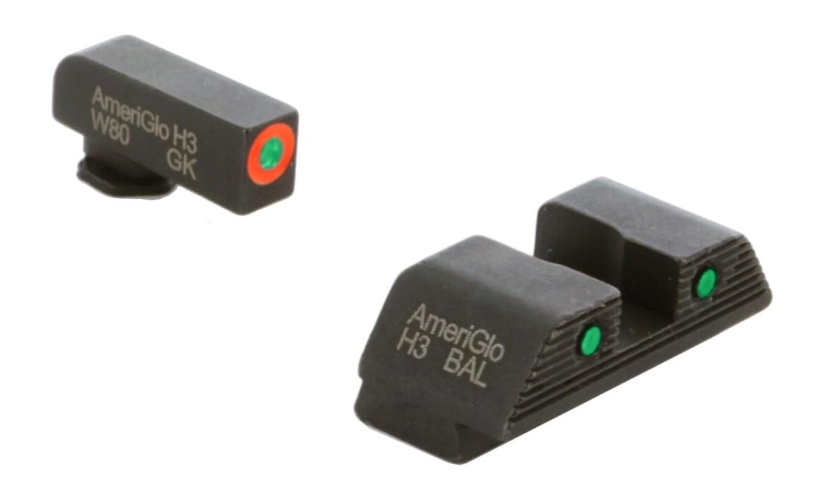 AmeriGlo Trooper Series - Three-Dot Green Tritium Design Set Front Outline view 2