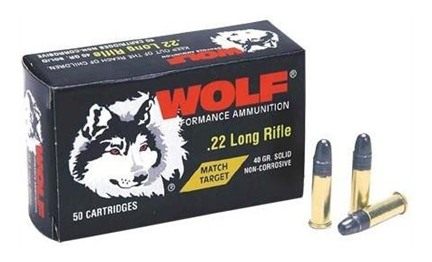 Wolf Match Target Rimfire Ammunition .22 LR 40 gr RN 50/ct