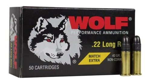 Wolf Performance Ammunition Match Extra Rimfire .22 LR 40 gr RN 1050 fps 50