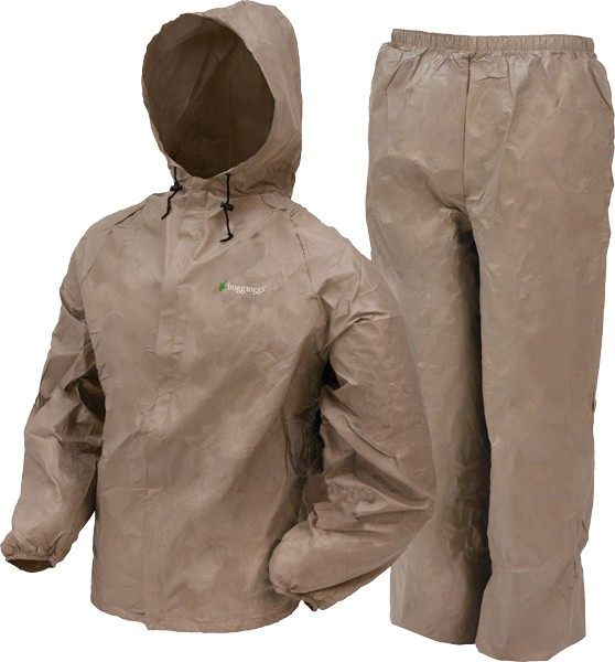 FROGG TOGGS MENS ULTRA-LITE 2 RAIN SUIT W/BAG (JACKET/PANT COMBO) KHAKI-XL
