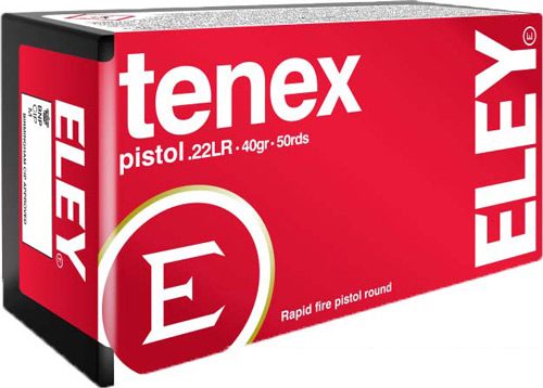 ELEY TENEX PISTOL 22LR 40GR ROUND NOSE 50RD 100BX/CS