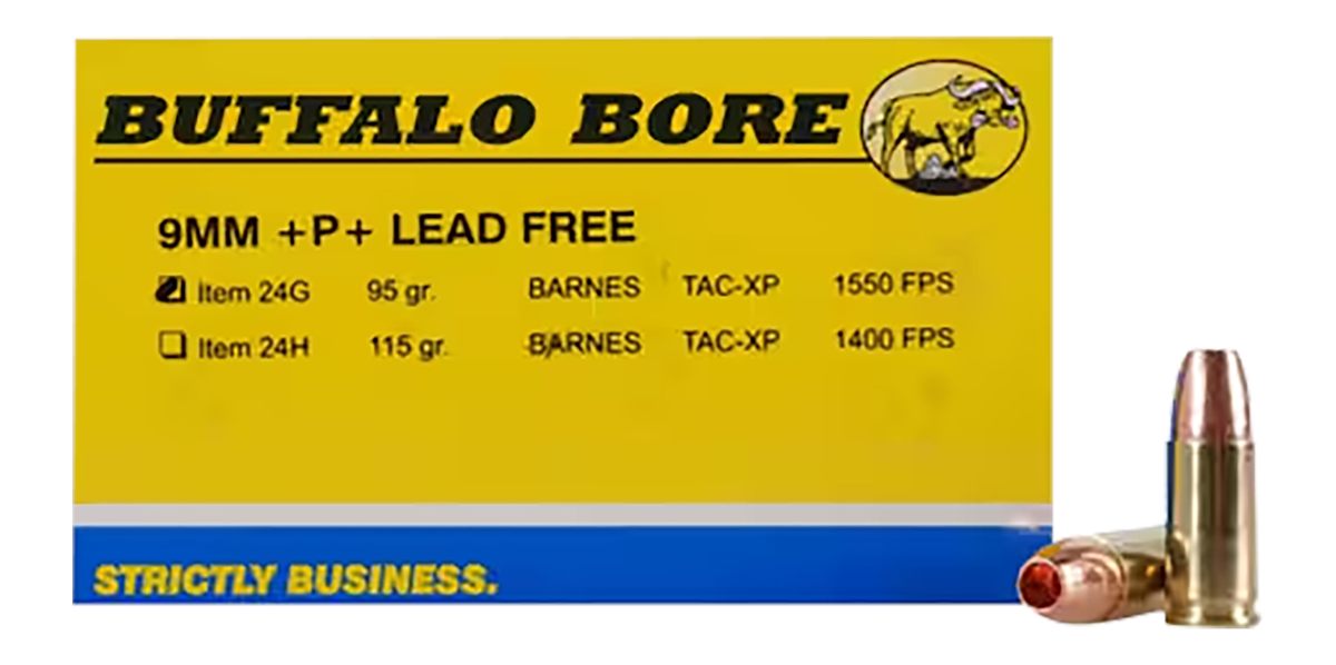 Buffalo Bore Ammunition 24G20 Strictly Business 9mmLuger +P+ 95gr Barnes TA