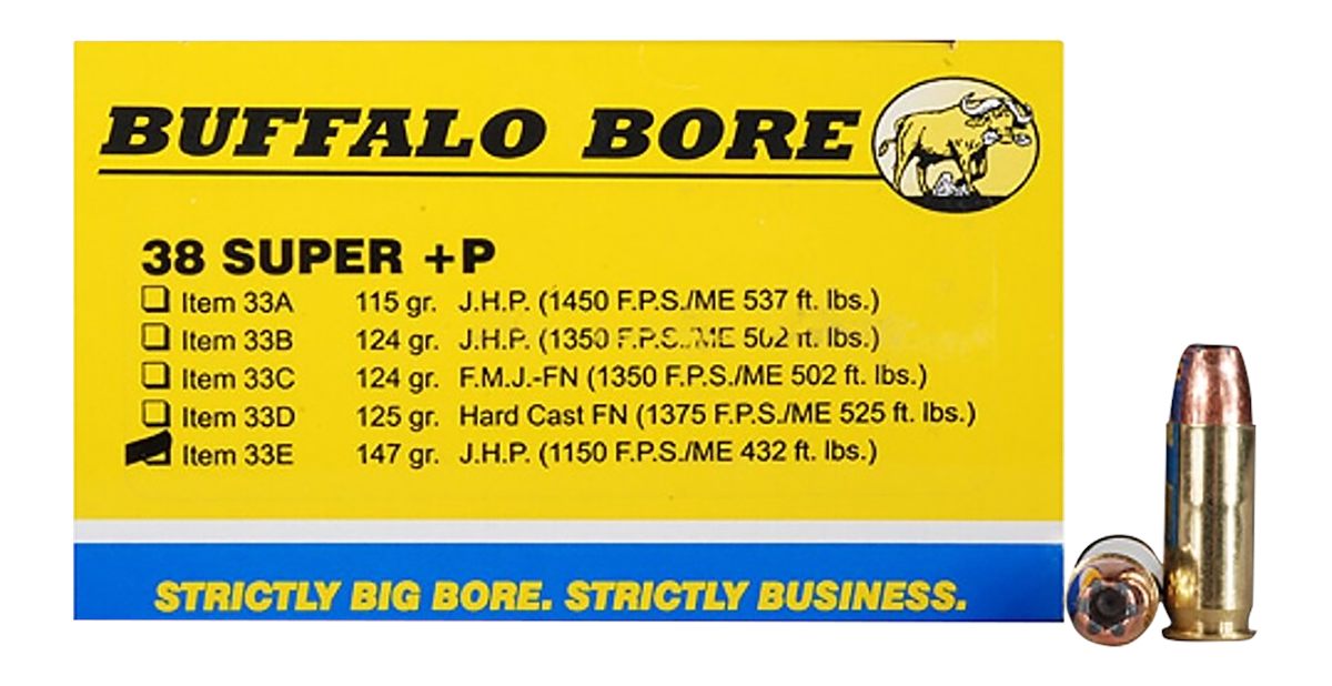 Buffalo Bore Ammunition 33E20 Personal Defense Strictly Business 38 Super +