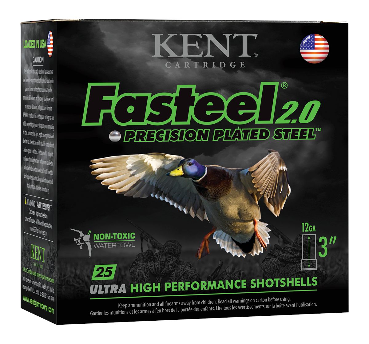 Kent Cartridge K123FS324 Fasteel 2.0 12 Gauge 3in 1 1/8 oz 4 Shot 25 Per Bo