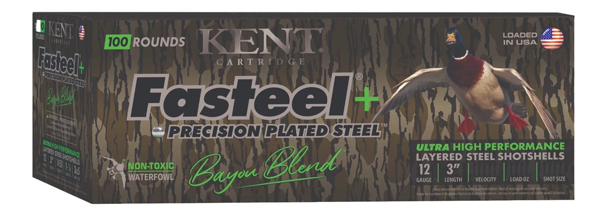 Kent Cartridge Fasteel+ Precision Plated Steel Bayou Blend Shotshells 12ga