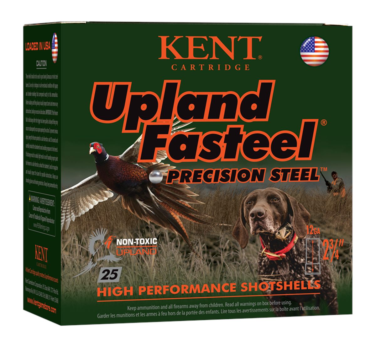 Kent Cartridge K122US327 Upland Fasteel 12 Gauge 2.75in 1 1/8oz 7 Shot 25 P