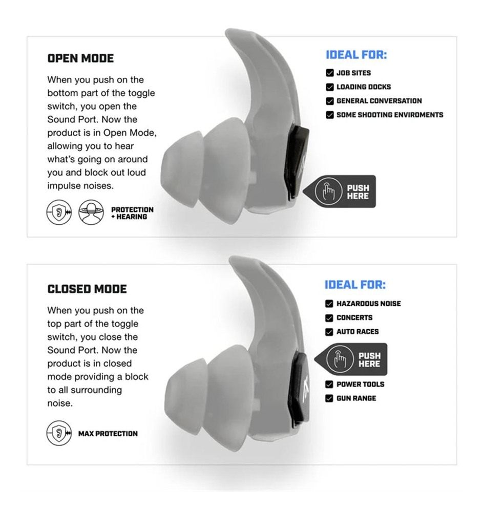 Axil X30i Noise Reduction Ear Plugs - Desert Tan - Hear-Through Mode Protec view 2