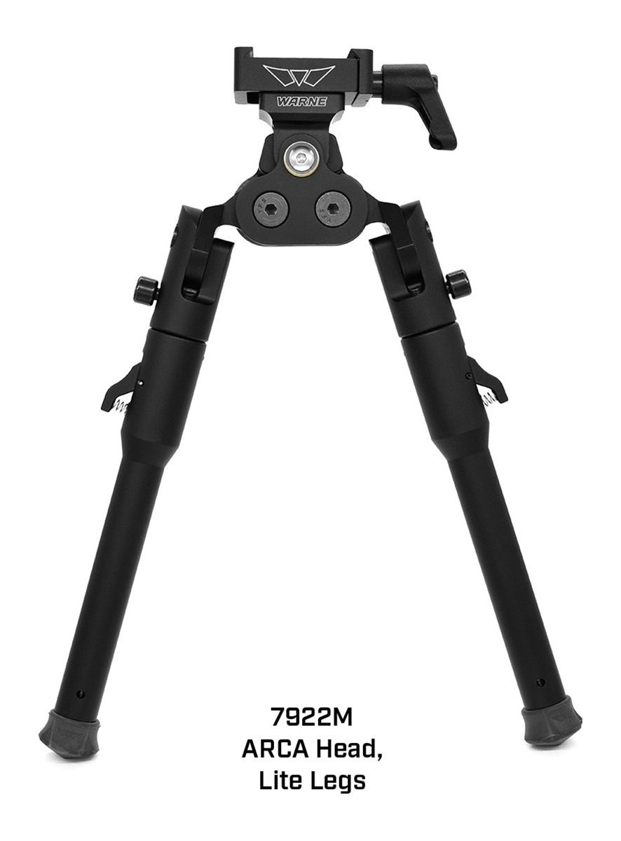 Warne Manufacturing 7922M Skyline Pro Bipod Black Anodized Arca Interface H view 2