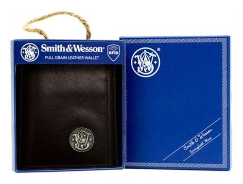 Rugged Rare Smith Wesson Trifold Wallet, 100% Leather Handmade Gift for him view 2