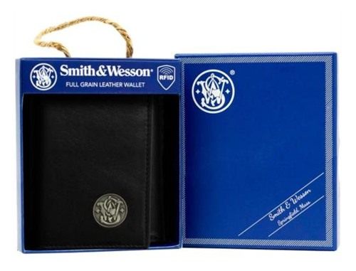 Rugged Rare Smith Wesson Trifold Wallet, 100% Leather Handmade Gift for him view 2
