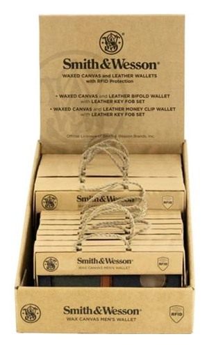 Rugged Rare Smith Wesson Men's Wax Canvas Wallet Gift Set Display 12/ct