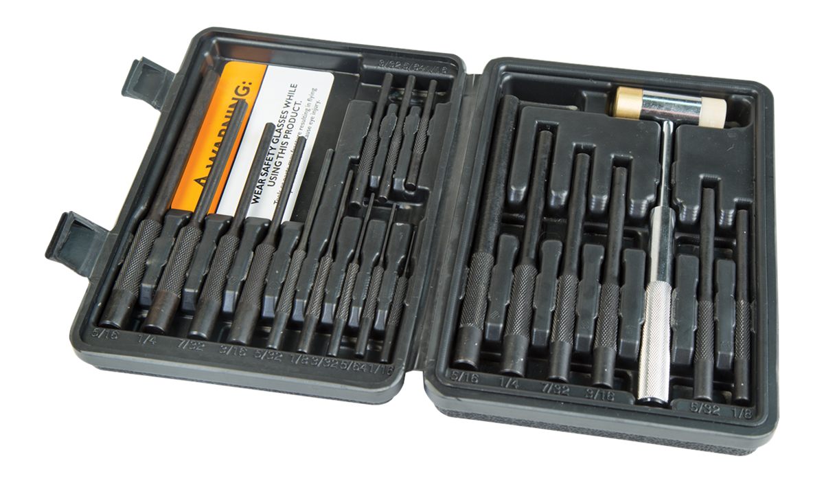 Wheeler 110128 Master Roll Pin Punch Set Steel Universal Knurled Handle 19