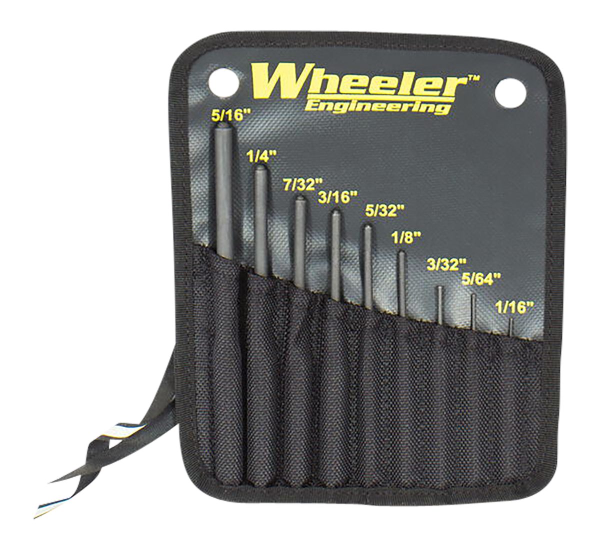 Wheeler 204513 Roll Pin Punch Set Black Steel Knurled Handle 9 Pieces