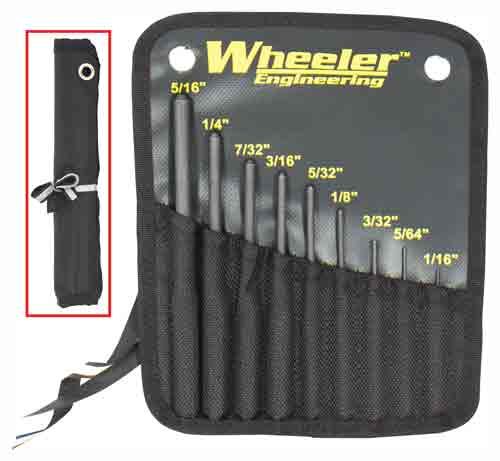 Wheeler 204513 Roll Pin Punch Set Black Steel Knurled Handle 9 Pieces view 2