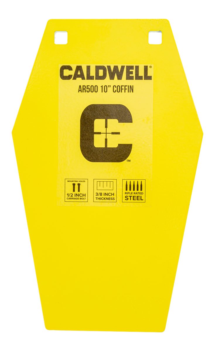 Caldwell 1116693 C 10in Coffin CP4 Yellow Powder Coat AR500 Steel Hanging