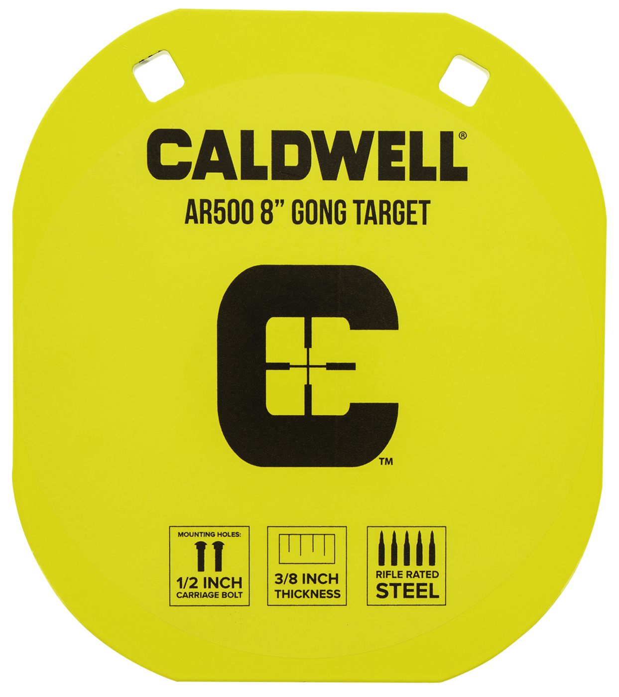 Caldwell 1116703 Gong 8in Yellow AR500 Steel 0.38in Thick Hanging