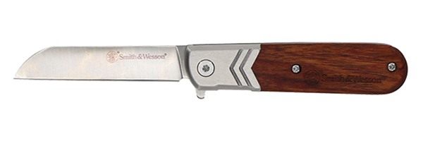 Smith Wesson Executive Spring Assist Barlow Knife 2 3/4in Blade Wood Handle