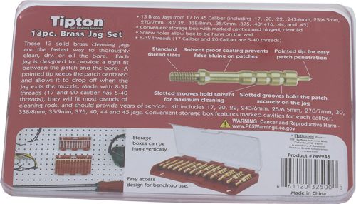 Tipton 749245 Jag Set Multi-Caliber 8-32/5-40 Thread Brass 13 Pieces Includ view 3