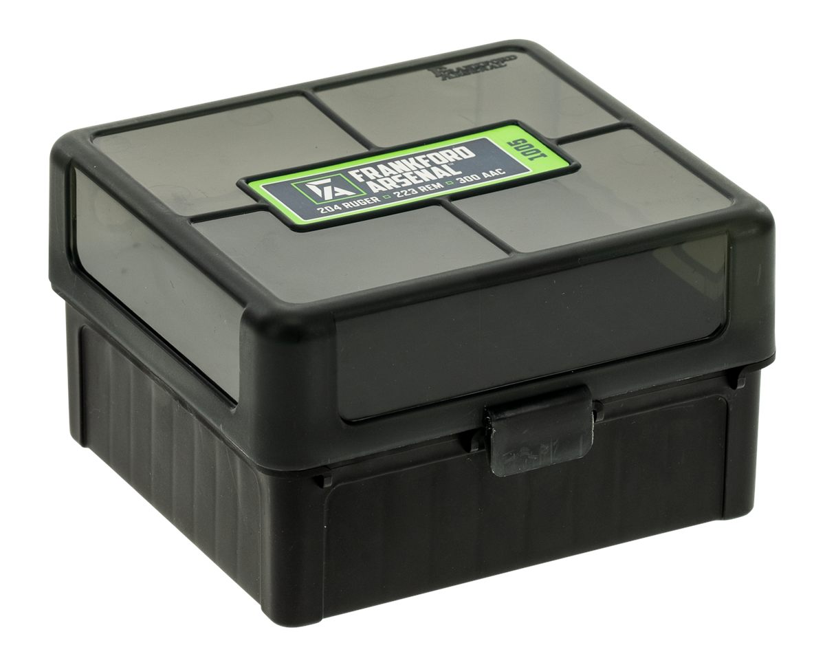 Frankford Arsenal 1083799 Hinge-Top Ammo Box 204/223 Cal/300 WinMag Black P