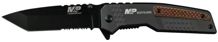 S/wesson M P Bodyguard Folding Knife 3.5 Tanto Serrated Bld (grey/wood)hang