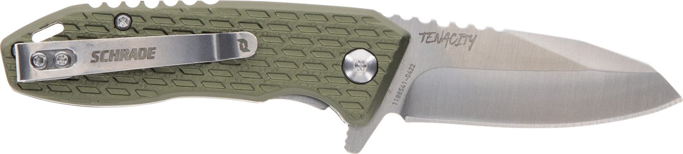 Schrade 1159317 Tenacity Folding Modified Drop Point Part Serrated Satin AU