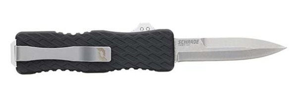 Schrade 1135967 Uproar D/A OTF Bayonet Plain Satin D2 Steel Blade 4.25in Al view 3